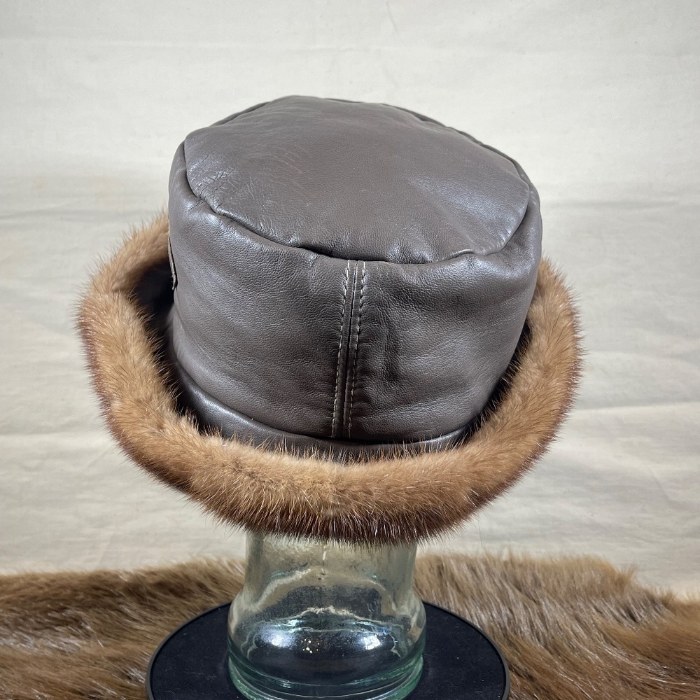Leather Mink Brimmed Hat - Picture 4 of 5